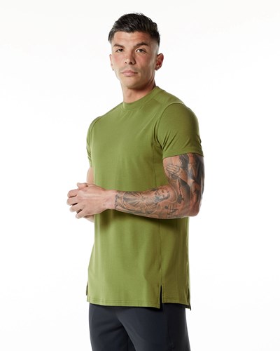Alphalete High-Neck Premium Corta Sleeve Tee Verde | PTKXJG106