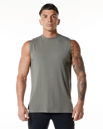 Alphalete High-Neck Premium Tank Gris | ADELSC587