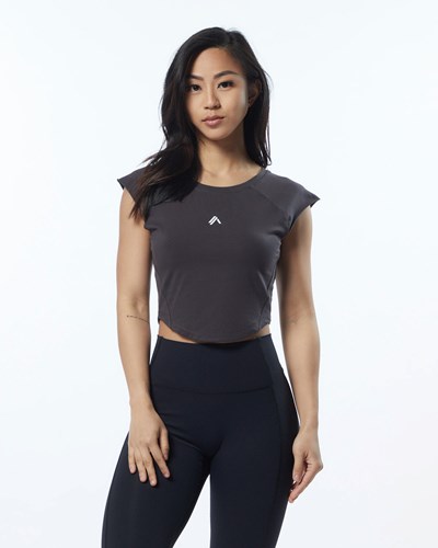 Alphalete High Performance Corta Sleeve Crop Tee Gris | TJURGN912