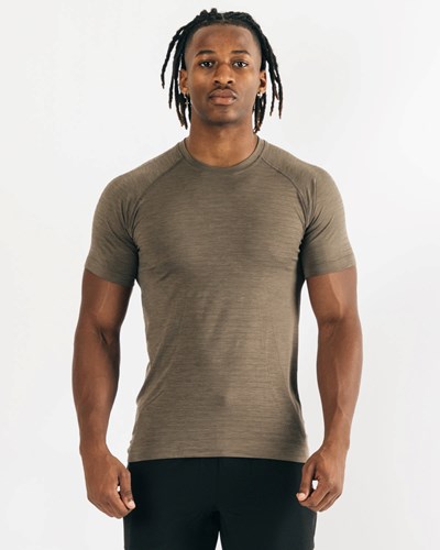 Alphalete High Performance Seamless Corta Sleeve Tee Mocha | CLDQUH086