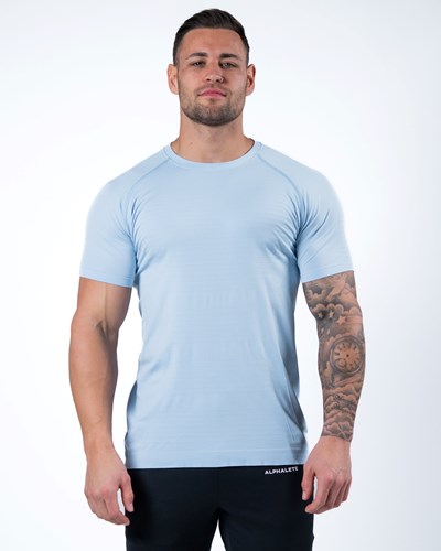 Alphalete High Performance Seamless Corta Sleeve Tee Azules | HBAIPS576