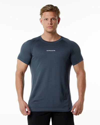 Alphalete High Performance Seamless Corta Sleeve Tee Carbon | LYJUTG918