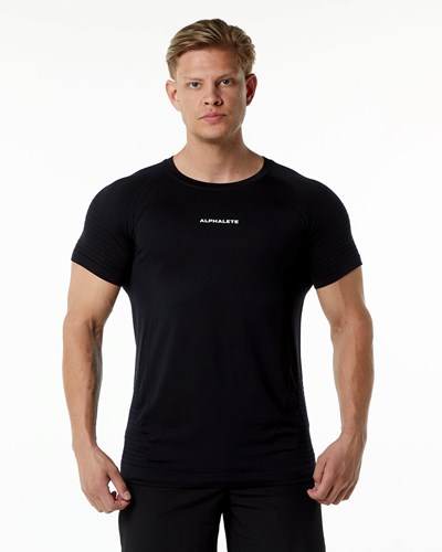 Alphalete High Performance Seamless Corta Sleeve Tee Negras | VOAJRI183