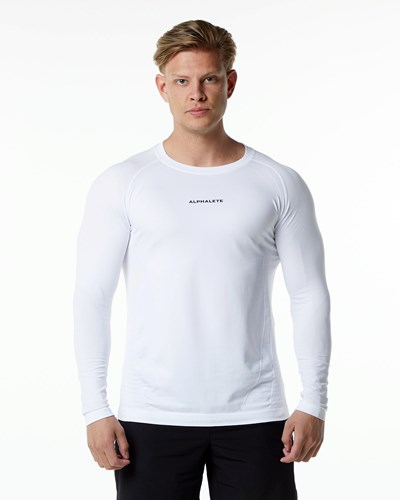Alphalete High Performance Seamless Long Sleeve Tee Blancas | JWCOHB176