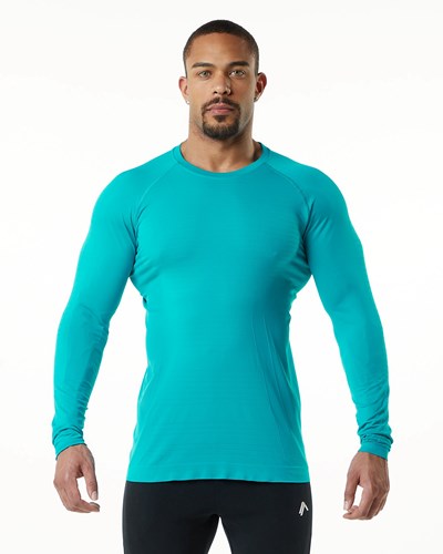 Alphalete High Performance Seamless Long Sleeve Tee Ocean | RUMGIA437
