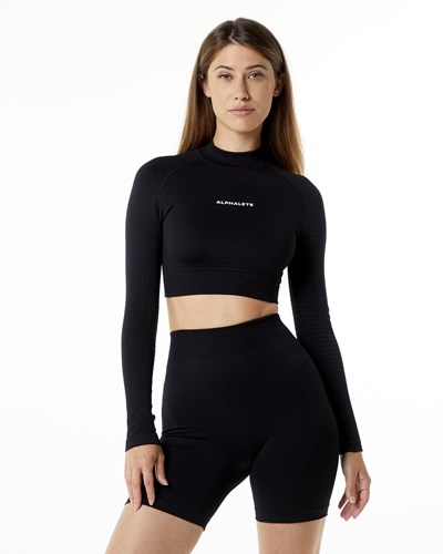 Alphalete High Performance Seamless Long Sleeve Tee Negras | SCBKEQ763