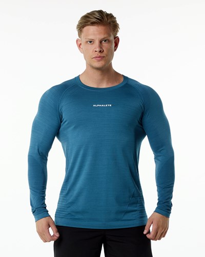 Alphalete High Performance Seamless Long Sleeve Tee Azules | YKNHBL065