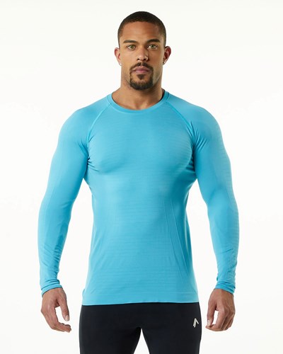 Alphalete High Performance Seamless Long Sleeve Tee Faded Ocean | YSDMIT867