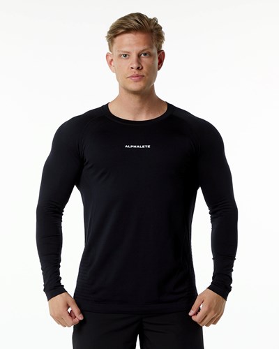 Alphalete High Performance Seamless Long Sleeve Tee Negras | ZXFYGW256