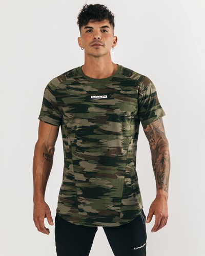 Alphalete High Performance Tee Verde Oliva Camuflaje | PITJUX473