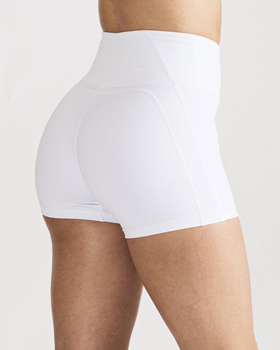 Alphalete High-Waisted Medium Compression 4" Corta Blancas | FTCLPK053