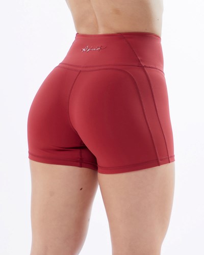 Alphalete High-Waisted Medium Compression 4" Corta Rojas | WDGARB870