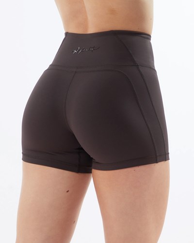 Alphalete High-Waisted Medium Compression 4" Corta Gris | XWVOCF105