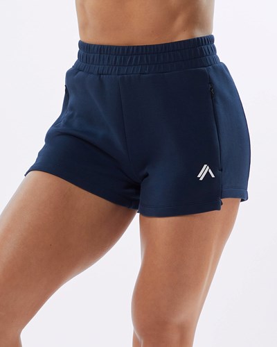 Alphalete Interlock Knit 3.5" Corta Azul Marino | GAIBKH196