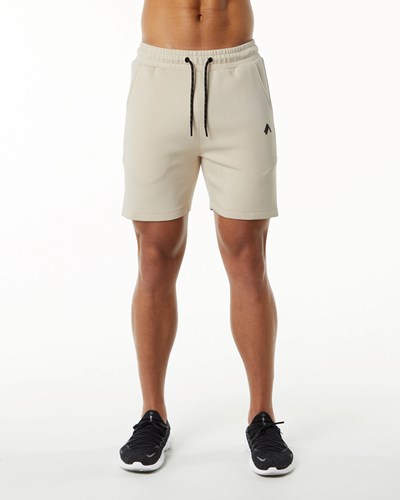 Alphalete Interlock Knit 6" Corta Vanilla | SGYKHL827