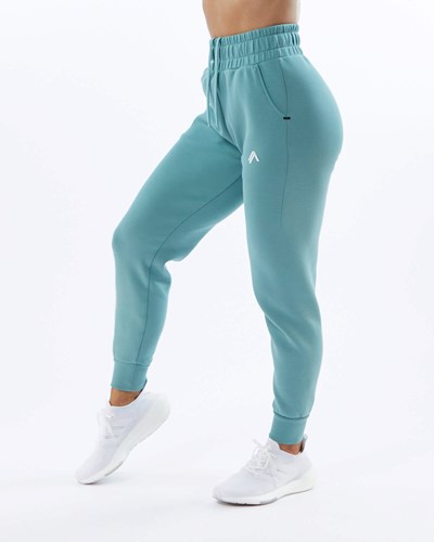 Alphalete Interlock Knit Cuffed Jogger Teal | NKAHCQ291