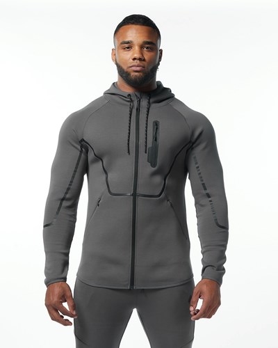 Alphalete Interlock Knit Full-Zip Hoodie Charcoal | MZBPOW628