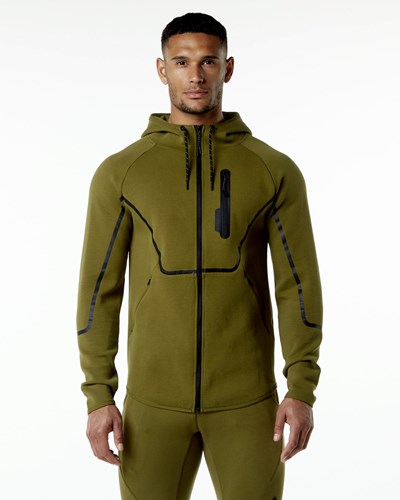 Alphalete Interlock Knit Full-Zip Hoodie Moss | PFYBSW830