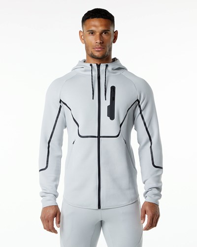 Alphalete Interlock Knit Full-Zip Hoodie Gris | PUEYXM289
