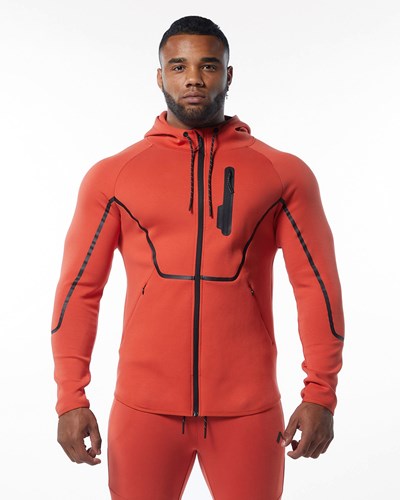 Alphalete Interlock Knit Full-Zip Hoodie Naranjas | QKBLFE349