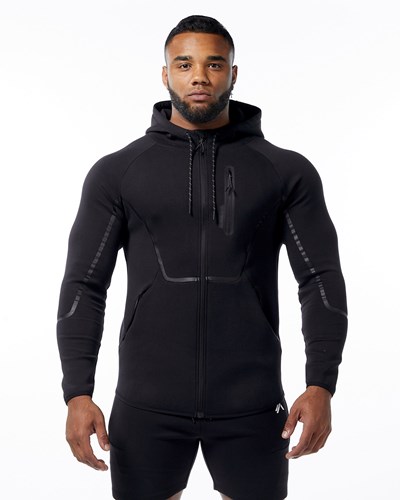 Alphalete Interlock Knit Full-Zip Hoodie Negras | VFJBDG378