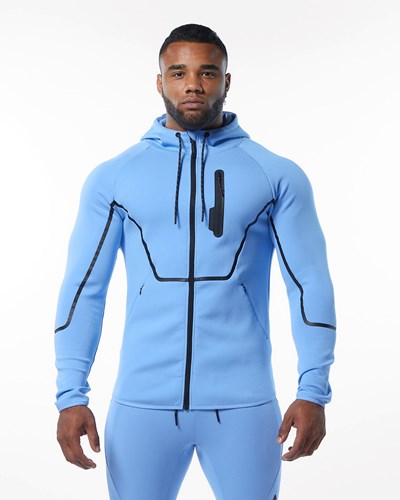Alphalete Interlock Knit Full-Zip Hoodie Azules Claro | VKQADP179