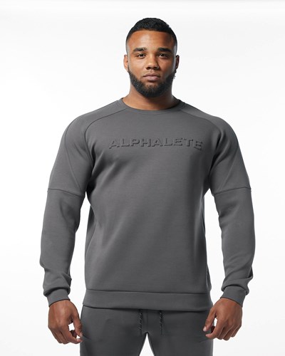 Alphalete Interlock Knit Pullover Charcoal | DBKWJA105