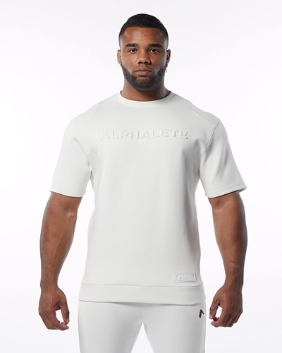 Alphalete Interlock Knit Pullover Creme | DLMHQS378