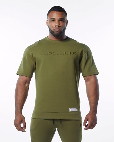 Alphalete Interlock Knit Pullover Verde Oliva | AFWNXG602