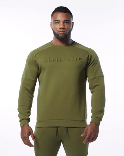 Alphalete Interlock Knit Pullover Verde Oliva | XOMKYJ470