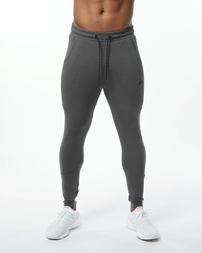 Alphalete Interlock Knit Zip Jogger Charcoal | ZQCHVU813