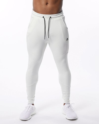 Alphalete Interlock Knit Zip Jogger Creme | TQOGBN649