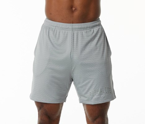 Alphalete Luxury Forro 4-Way Stretch Mesh Corta Gris | YGUBOM784
