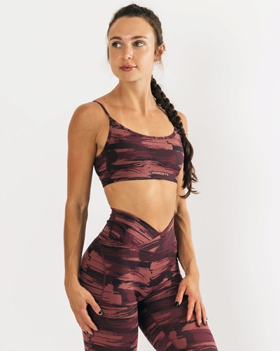 Alphalete Medium Impact Bra Burdeos Camuflaje | NPKBJL931