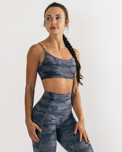 Alphalete Medium Impact Bra Gris Camuflaje | RXGNKL921