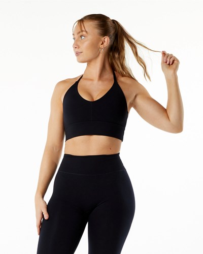 Alphalete Medium-Impact Luxury Sports Bra Negras | ENPWJY728