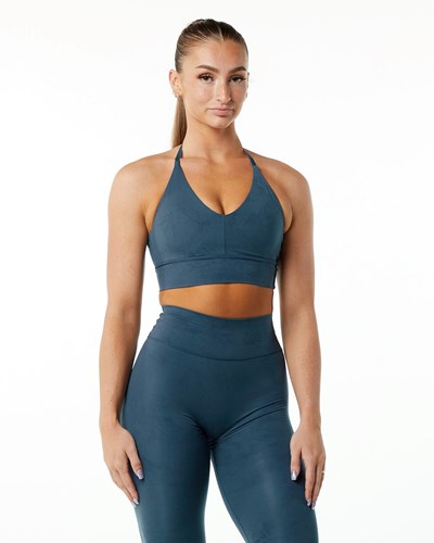 Alphalete Medium-Impact Luxury Sports Bra Azules | OHSDAC059