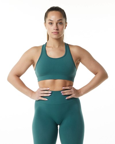 Alphalete Medium-Impact Seamless Sports Bra Azules | JNEPVC236