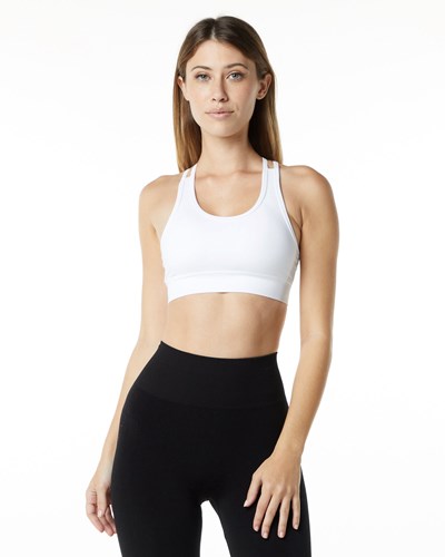Alphalete Medium-Impact Seamless Sports Bra Blancas | RQBCUT238