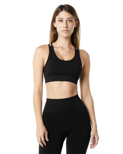 Alphalete Medium-Impact Seamless Sports Bra Negras | XYEDIV302