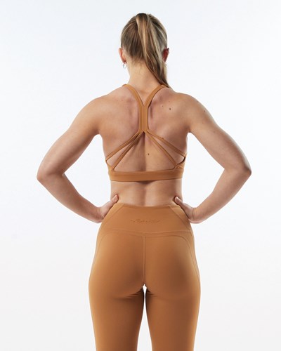 Alphalete Medium-Support Correa Open Back Sports Bra Chestnut | HPBFLN427