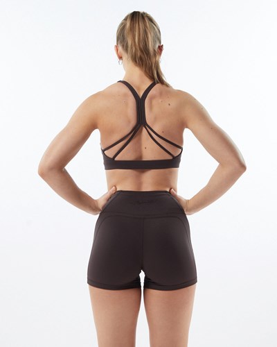 Alphalete Medium-Support Correa Open Back Sports Bra Gris | VJEYNB540