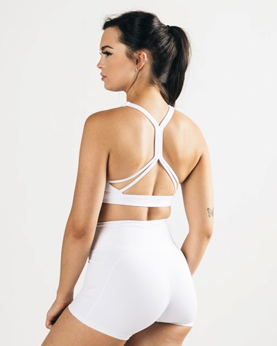 Alphalete Medium-Support Correa Open Back Sports Bra Blancas | ZBWMFI270