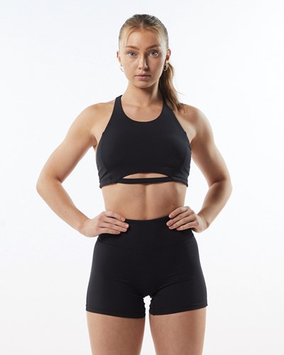 Alphalete Medium-Support One Piece Sports Bra Blackout | GEXAZS529
