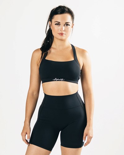 Alphalete Medium-Support Racer Back Sports Bra Negras | BZCIJE621