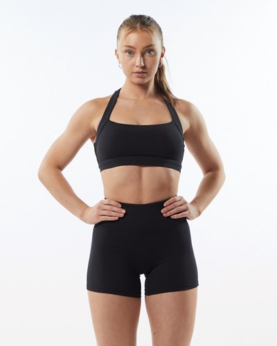 Alphalete Medium-Support Racer Back Sports Bra Blackout | UOILFM387