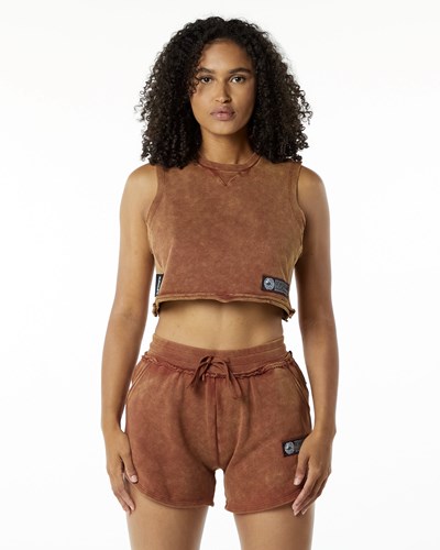 Alphalete Mid-Weight Washed Terry Crop Cutoff Bloodstone | LJPWSH279