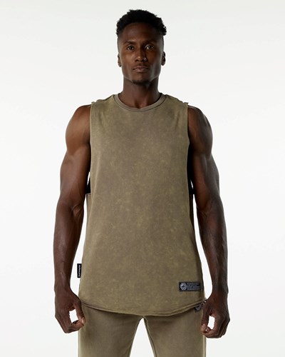 Alphalete Mid-Weight Washed Terry Cutoff Smokey Quartz | MHUIZE860