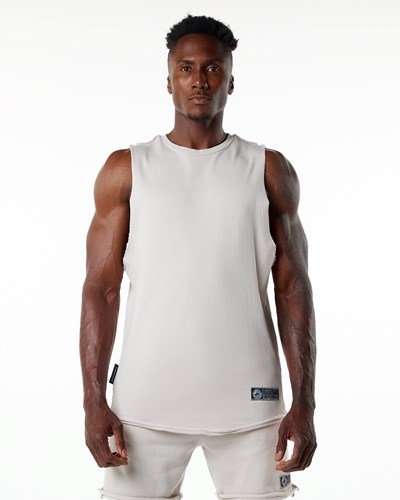 Alphalete Mid-Weight Washed Terry Cutoff Moonstone | MSAVJH369