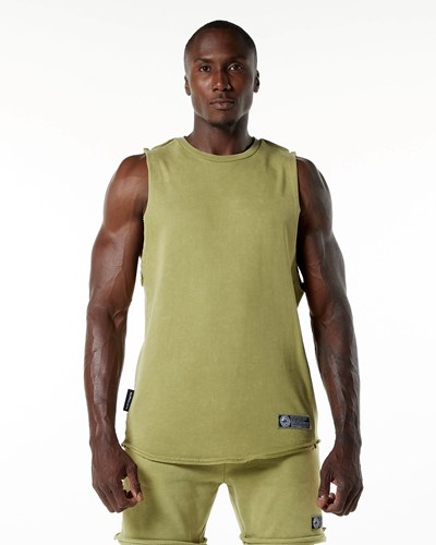 Alphalete Mid-Weight Washed Terry Cutoff Verde | QSYIGO731